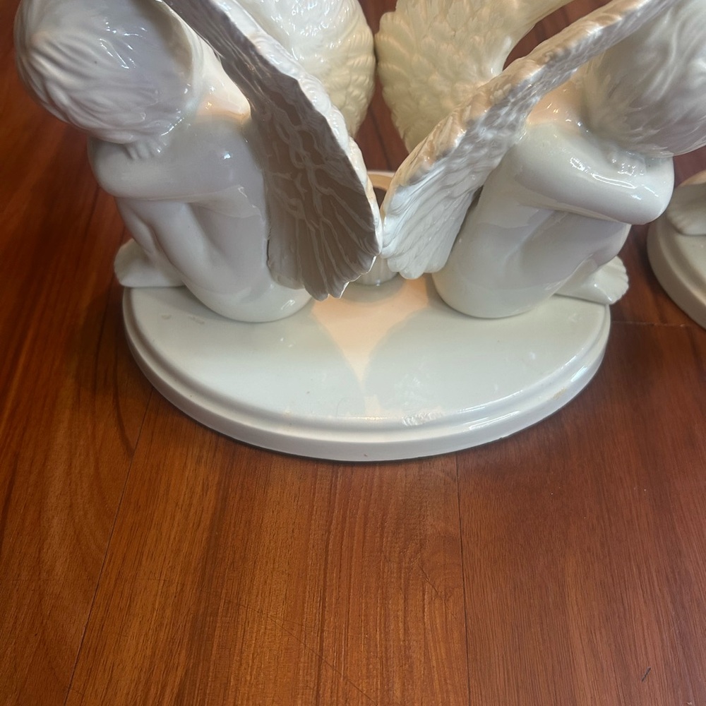 Elegant Cream Angel Wing Bookends - Picture 4 of 10